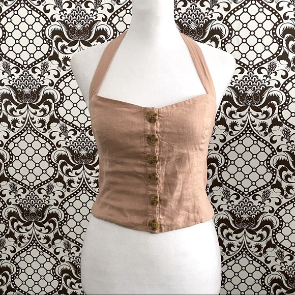 Urban Outfitters Tops - 🆕 URBAN OUTFITTERS ✨ linen button front peasant cropped top halter